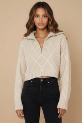 Jax Crop Jumper - Beige