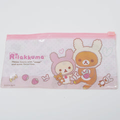 2013 Korilakkuma & Rilakkuma Bunny Flat Pink Pouch - Play with Bunnies San-X
