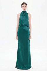 Misha Cameron Satin Dress - Teal Blue