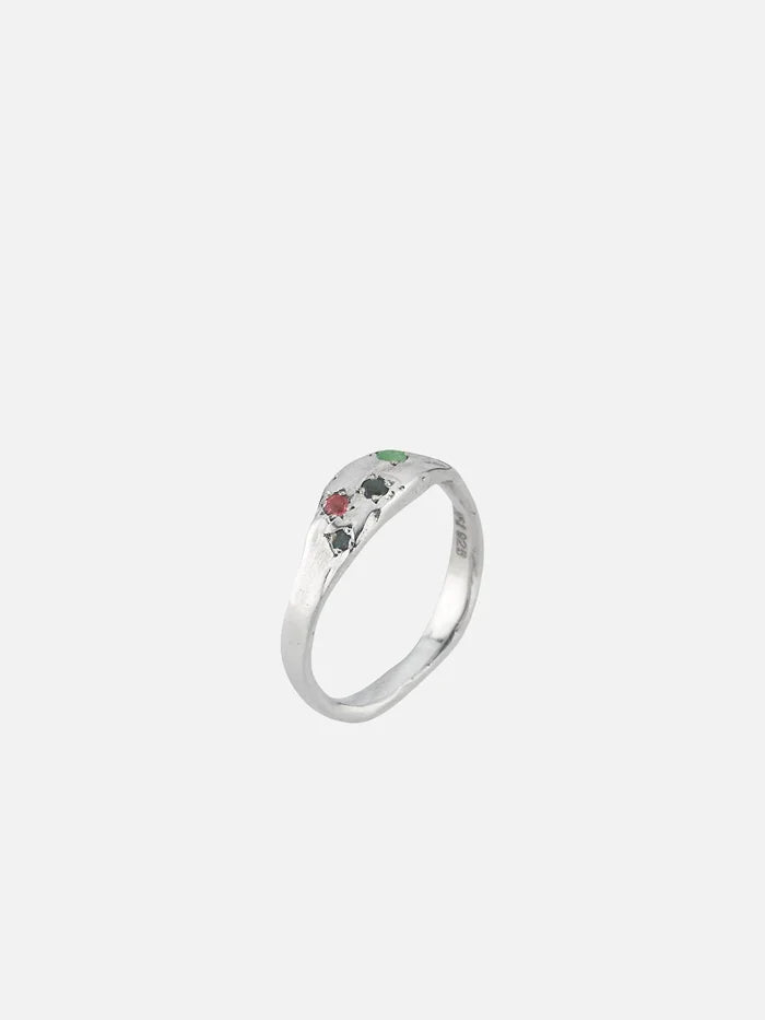 JEWELS FOR JOY Aster Ring – gümüş, renkli taşlar, yandan görünüm