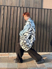 Custom-made RO Rick Owens Collaboration Zebra Stripe Large Street Plush Backpack