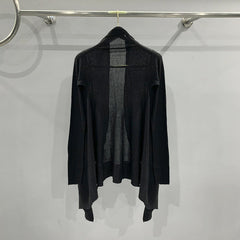 Donclickin 23FW Gothic Rick Owen Patchwork Drape Knit Open-Front Cardigan Jacket