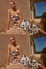 Melany Long Midi Dress - Sand Botanica