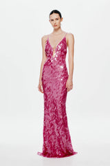 Misha Sapphire Sequin Maxi Dress - Fuchsia