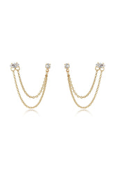 Double Piercing Chain Dangle Earrings - Clear