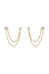 Double Piercing Chain Dangle Earrings - Clear