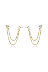 Double Piercing Chain Dangle Earrings - Clear