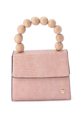 Caylee Wood Bead Handle Bag - Pink