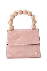 Caylee Wood Bead Handle Bag - Pink