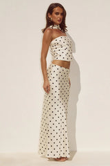 Blaine Maxi Skirt - Cream/Black Polka