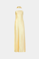 Misha Lilia Satin Gown - Soft Yellow
