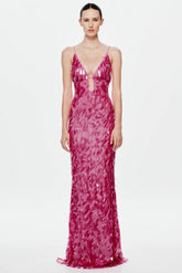 Misha Sapphire Sequin Maxi Dress - Fuchsia