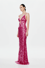 Misha Sapphire Sequin Maxi Dress - Fuchsia