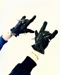Kim Krueger Opium Punk Gloves - Heavy Studded Goat Leather Biker Jerry Edition