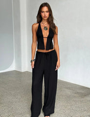 Mireza – Halter top & wide leg set with open details