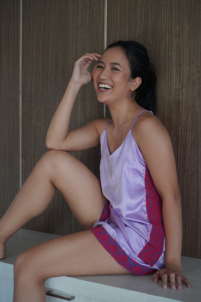 Lilac sleeveless shorts set