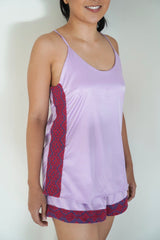 Lilac sleeveless shorts set