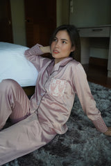 Mauve silk pajama pants set