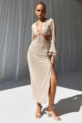 Medusa Midi Dress - Beige/Gold
