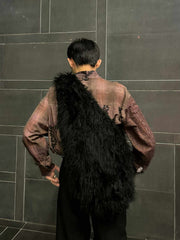 Our Legacy Faux Shearling Shoulder Bag - Oversized Furry Tote Faux Fur Crossbody - Black