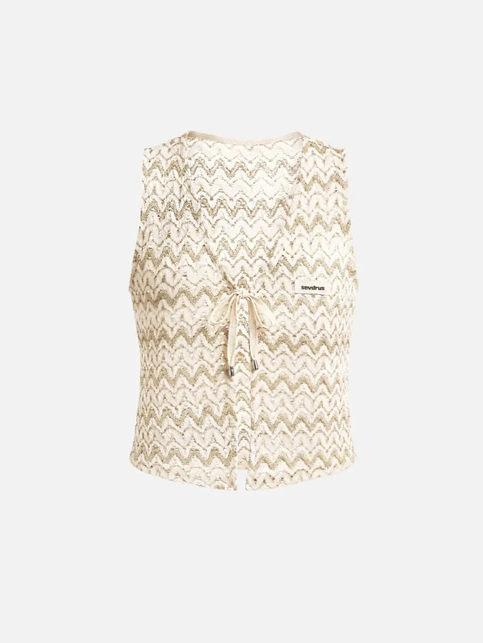 SEVDRUS Raw Bone Lace Blouse – bej krem, ön görünüm