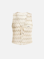 SEVDRUS Raw Bone Lace Blouse – bej krem, ön görünüm