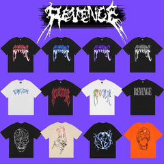 Revenge Graphic Tee - Smoke Skull Skeleton & Lightning XXX Oversized - donclickin