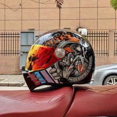 Wasteland /ORZ 3C Retro Motorcycle Helmet /Full-Face Dual-Visor Fog-Resistant - Size avaliable M ~ XXL