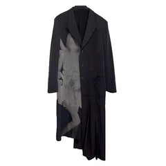 Yohji Asura Pleated Trench - Dark Avant-garde Black Unisex Coats