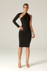 Névara – One-shoulder midi dress in sculpting stretch fabric