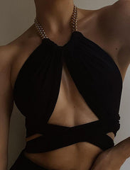 Maia – Cut-Out Halter Crop Top