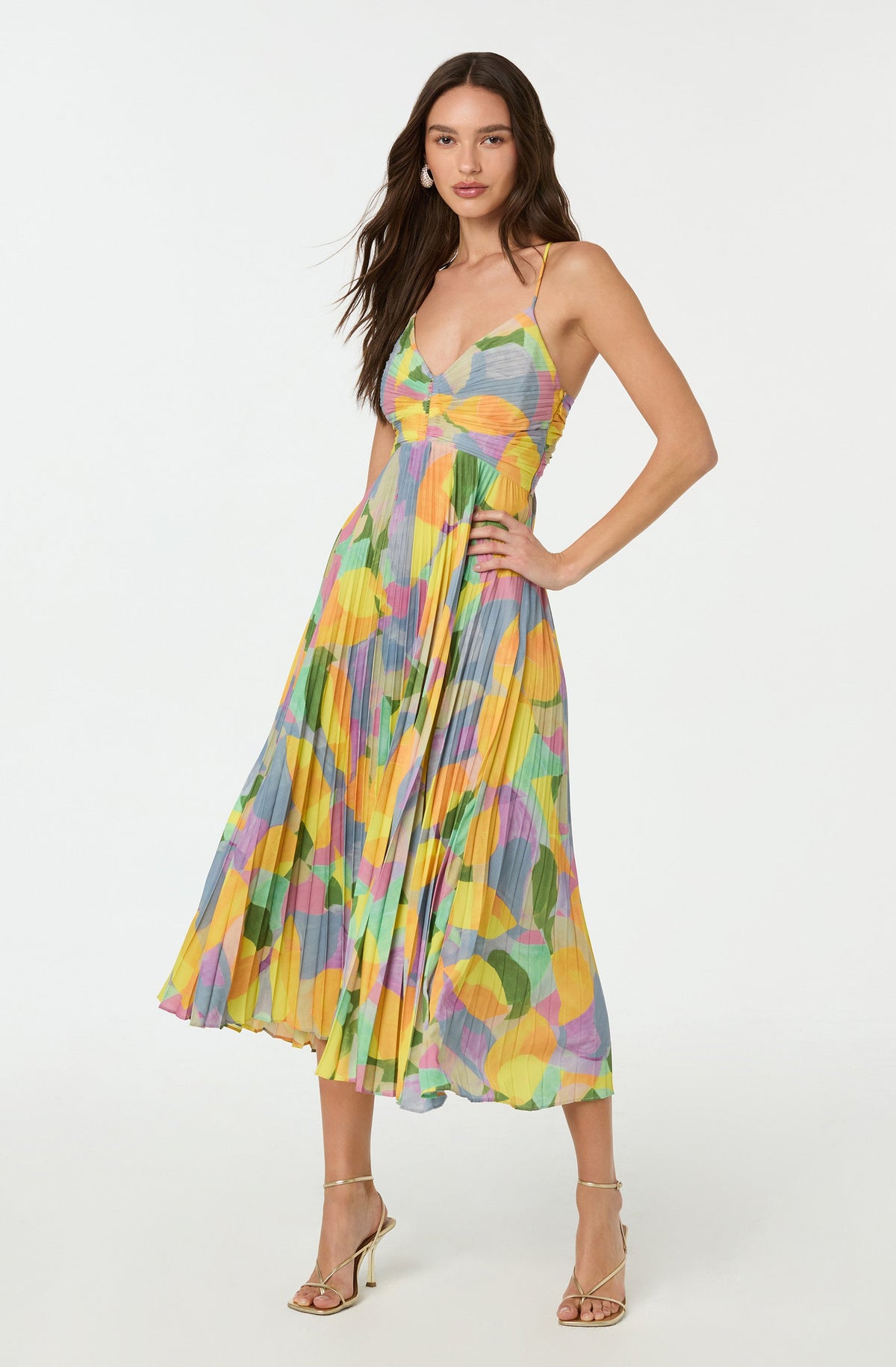 Lisa – Pleated maxi dress with floral print