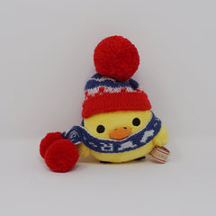 2013 Kiiroitori Winter Knit Plush Keychain - Happy Time with Hearts Rilakkuma Theme - San-X