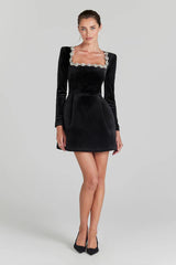 Mila - Black Velvet Mini Dress