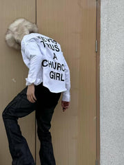 Hood By Air Religious Girl Print Shirt – White Oversized Casual Fit