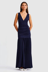 Neve V-Neck Maxi Dress - Navy