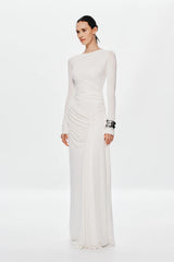 Misha Glacier Cupro Long Sleeve Maxi Dress - Ivory