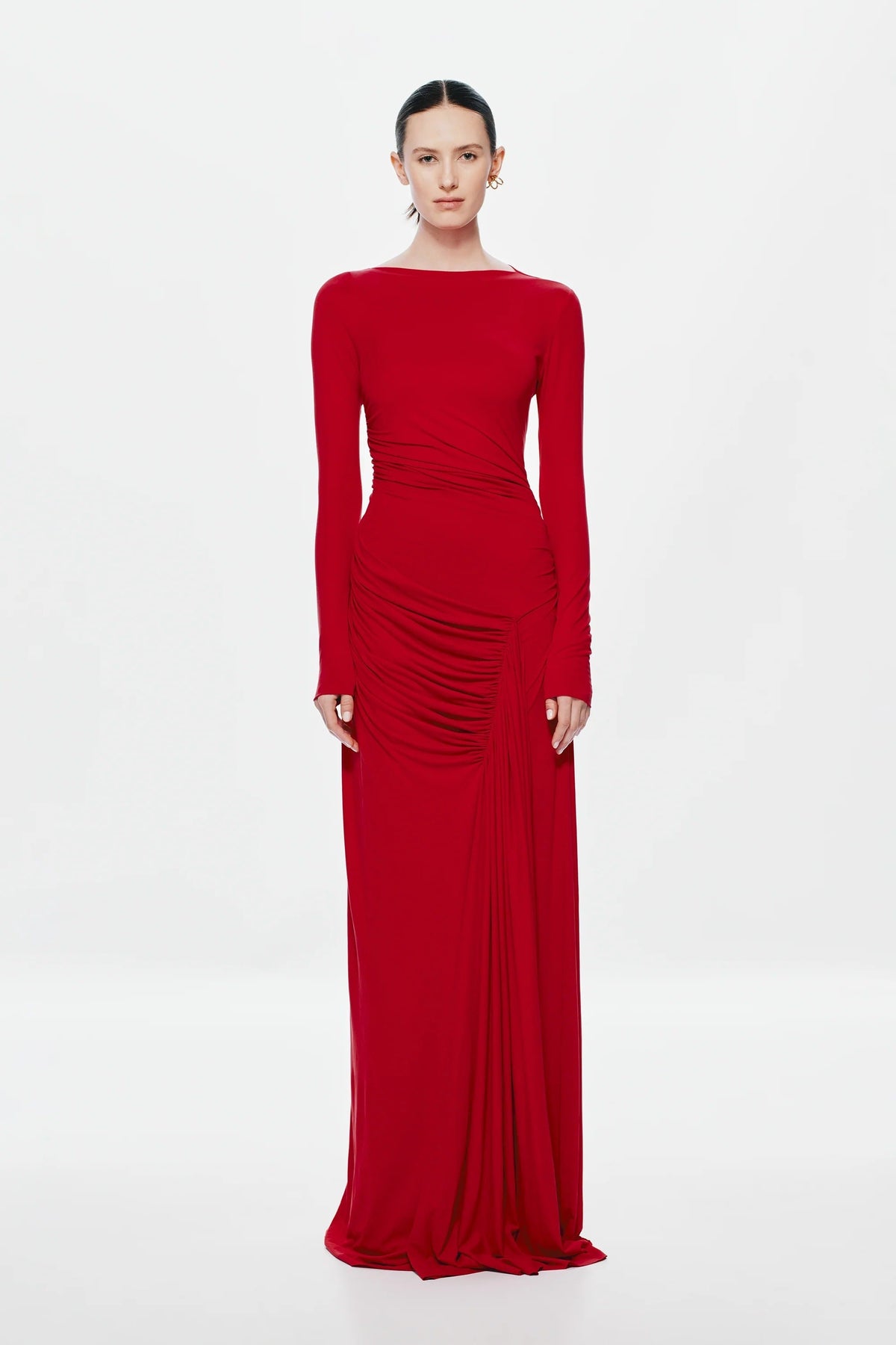 Misha Glacier Cupro Long Sleeve Maxi Dress - Cherry