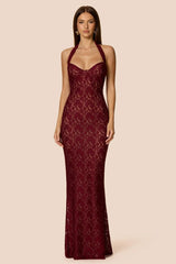 Nookie Mystique Halter Gown - Wine