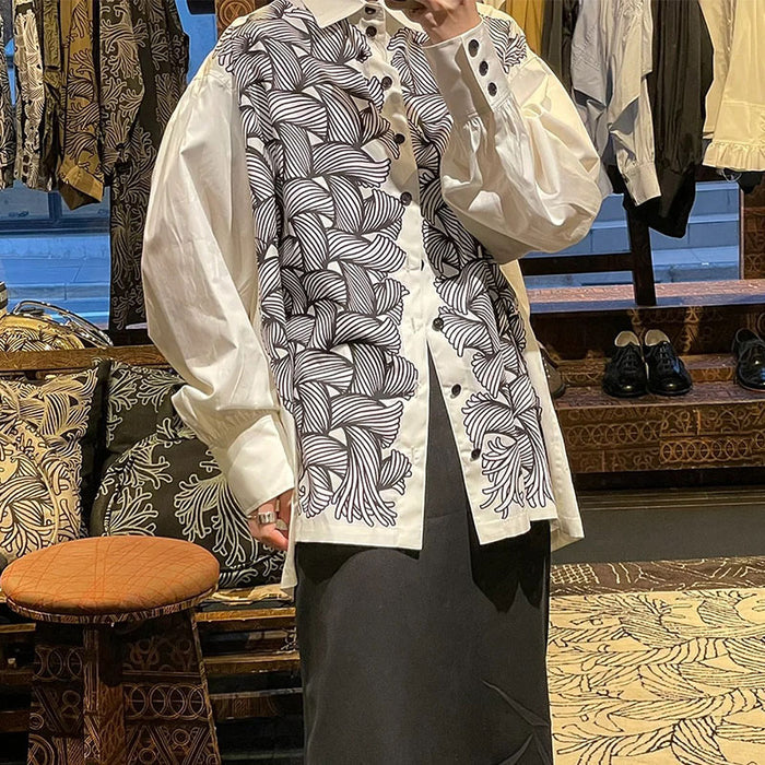 Nemeth 22SS All-Over Knot Print Shirt – Cotton Loose Fit Long Sleeve