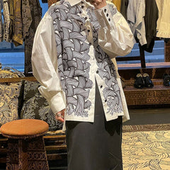 Nemeth 22SS All-Over Knot Print Shirt – Cotton Loose Fit Long Sleeve