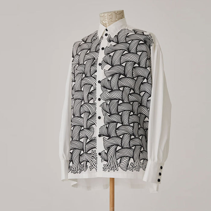 Nemeth 22SS All-Over Knot Print Shirt – Cotton Loose Fit Long Sleeve