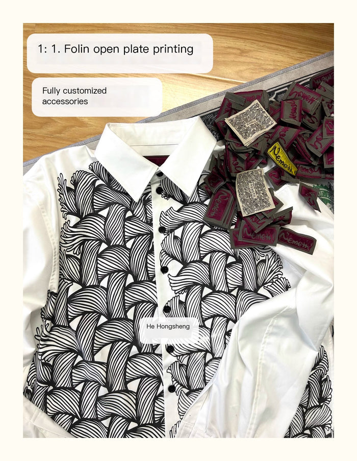Nemeth 22SS All-Over Knot Print Shirt – Cotton Loose Fit Long Sleeve