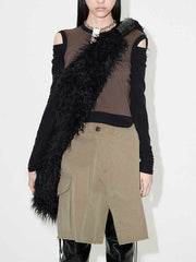 Our Legacy Faux Shearling Shoulder Bag - Oversized Furry Tote Faux Fur Crossbody - Black
