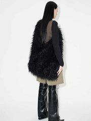 Our Legacy Faux Shearling Shoulder Bag - Oversized Furry Tote Faux Fur Crossbody - Black