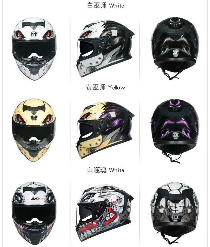 Ragefire /LVS Full-Cover Motorcycle Helmet /Bluetooth 3C DOT Certified Dual Viso - order with style message