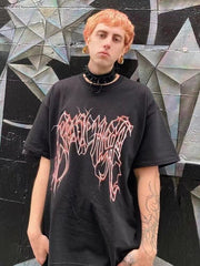 Revenge Graphic Tee - Smoke Skull Skeleton & Lightning XXX Oversized -   donclickin