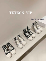RickOwen X Converse Round Square-Toe Casual Canvas Board Shoes Thick Sole Low-Cut Sneakers