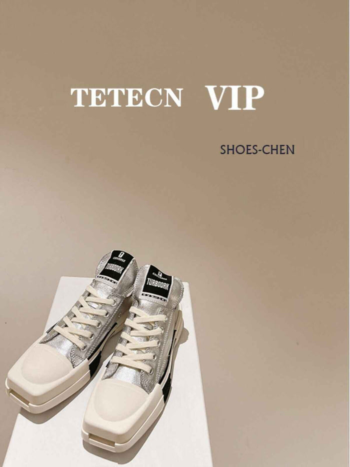 RickOwen X Converse Round Square-Toe Casual Canvas Board Shoes Thick Sole Low-Cut Sneakers