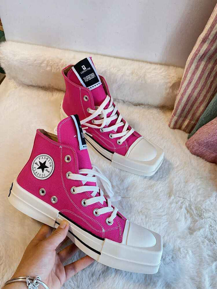 RickOwen X Converse Round Square-Toe Casual Canvas Board Shoes Thick Sole Low-Cut Sneakers